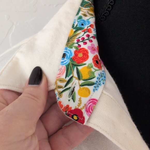 Rifle Paper Company Floral Trim Wool Blend Long-Line Button Up Tunic Off White - Picture 4 of 16